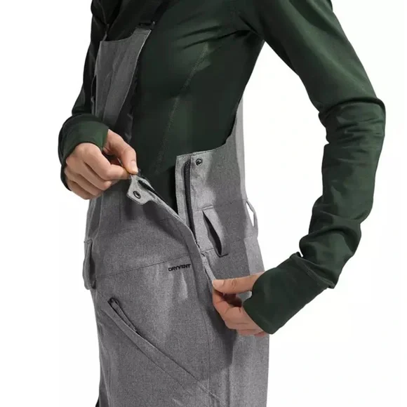 🦋THE NORTH FACE Freedom Insulated Bib Womens Pants Medium Grey Heather SzLarge - Picture 9 of 14